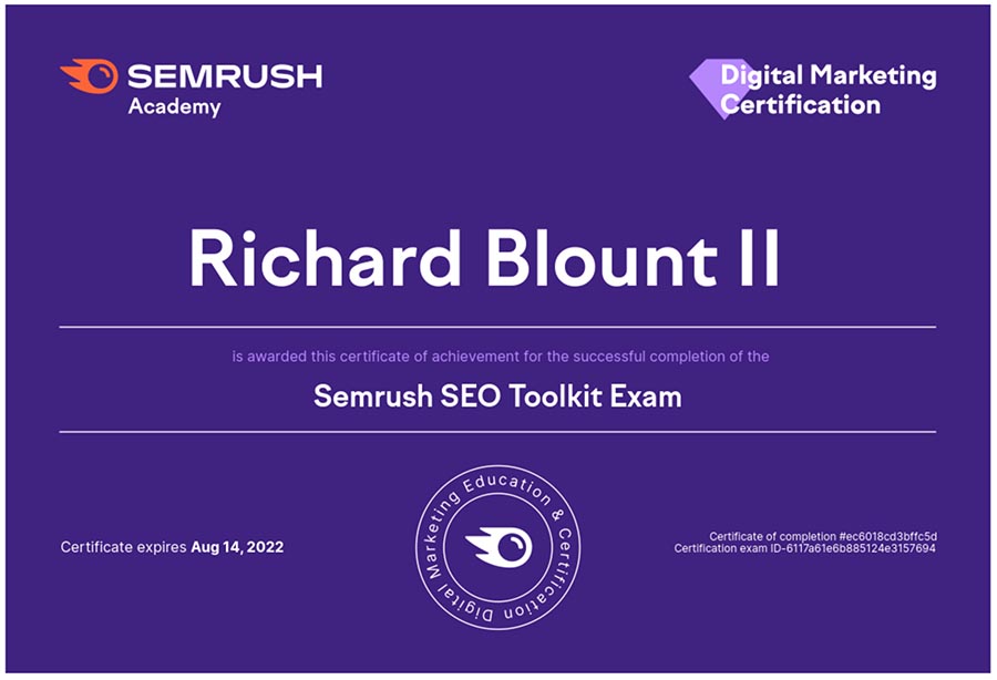 SEMRush SEO Toolkit Certification