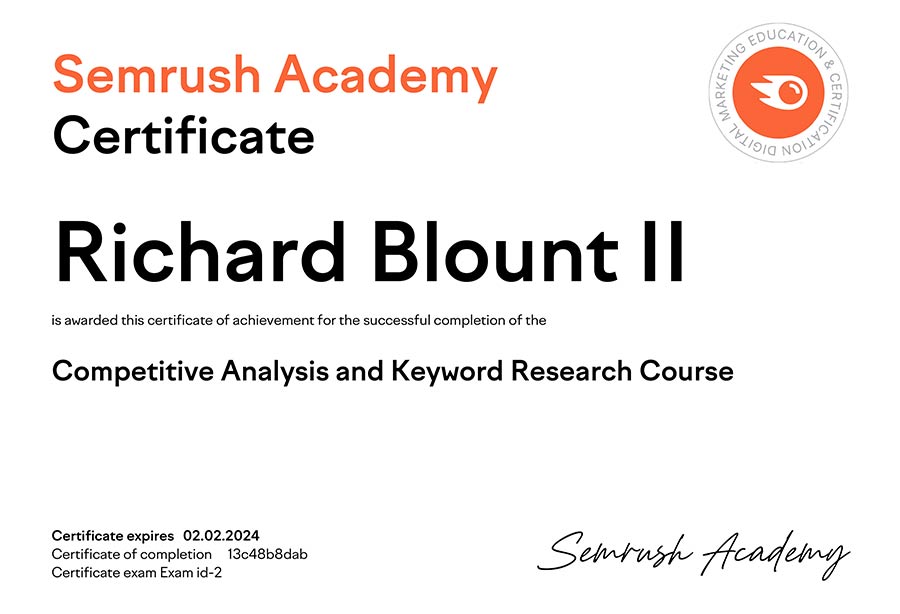 richard-blount-II-SEM Rush-Competitive Analysis and Keyword Research
